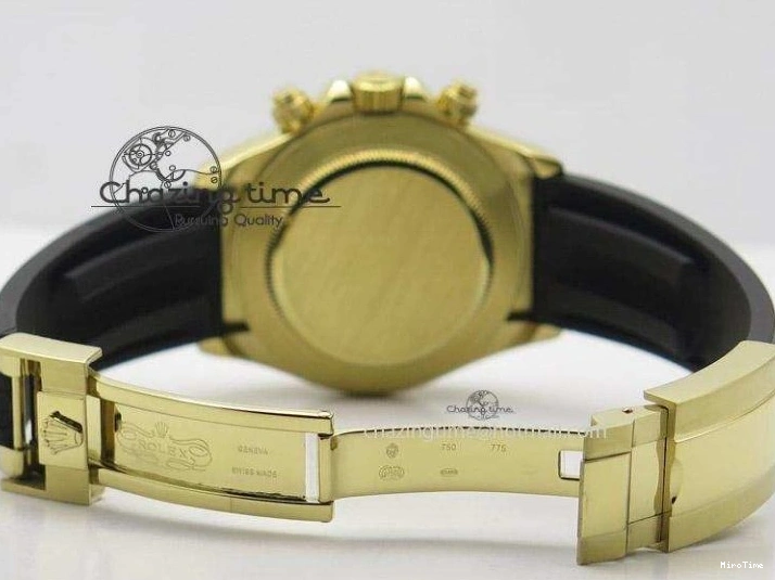 MiroTime 0512 TopPick Daytona YG BP Maker Black Dial Gold Subdial Sticks Markers On Rubber Strap A7750@ 4013